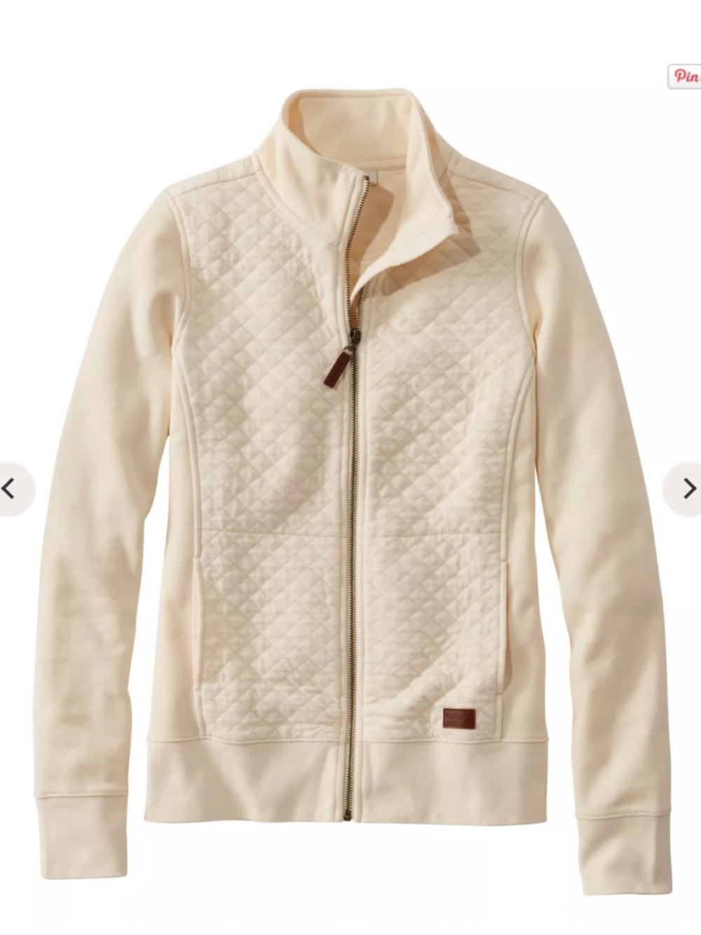 LL Bean Women's Quilted Full-Zip Sweatshirt Size L